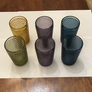 Set of 6 Textured Colored Drinking Glasses